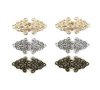 CAREOR Lot de 6 paires de fermoirs pour cape, cape, gilet, vêtements, manteaux, vestes, pantalons, dorés, argentés et cuivrés, Métal