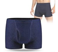 CARER BEAUTY Culotte d'incontinence pour homme en coton avec coussinet absorbant, respirant, doux, réutilisable, anti-fuite pour patients chirurgicaux et personnes souffrant d'incontinence Bleu-S