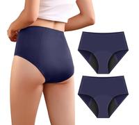 Carer Lot de 2 Culottes d'Incontinence pour Femmes à Haute Absorption Sous-vêtements Menstruels avec Protection Jour et Nuit Culottes Protectrices Taille Haute pour les Règles 50ML à 100ML Bleu M
