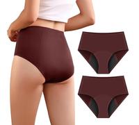 Carer Lot de 2 Culottes d'Incontinence pour Femmes à Haute Absorption Sous-vêtements Menstruels avec Protection Jour & Nuit Culottes Protectrices Taille Haute pour les Règles 50ML à 100ML Bordeaux XXL