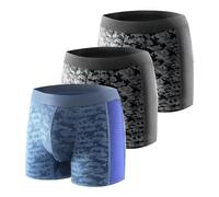 Carer Lot de 3 Boxers pour Incontinence Masculine, Respirants et à la Mode, Coussinet Absorbant de 80 ml pour les Fuites Légères d'Urine Noir et Bleu Taille XXL
