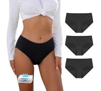 Carer Lot de 3 Culottes Menstruelles avec Coussinet d'Absorption Instantanée de 50 ml, Tissu Imperméable Anti-Fuites Latérales, Protection Hygiénique pour Menstruation Taille L Noires