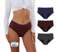 Carer Lot de 3 Culottes Menstruelles avec Coussinet d'Absorption Instantanée de 50 ml, Tissu Imperméable Anti-Fuites Latérales, Protection Hygiénique pour Menstruation Taille XXL Multicolores