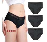 Carer | Lot de 3 Culottes Menstruelles pour Flux Abondants | Culottes Menstruelles avec Dentelle | Tampon à Absorption Rapide de 50 ml | Lavable et Réutilisable | Taille L