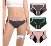 Carer Lot de 3 sous-vêtements Menstruels Culottes pour Flux Abondant avec Absorption Rapide de 50 ML Doux pour la Peau et Réutilisable Multicolore Taille S
