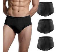 Carer Slip Incontinence Homme 3 pièces, Culottes Réutilisables et Lavables en Coton avec Coussinet Absorbant 200 ml, Slip Incontinence Homme Taille XXL