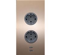 Caressi Prise d'angle 2ST220 - Prise double avec 2 ports USB pour montage vertical dans un coin - Acier inoxydable - 230 V