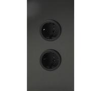 Caressi Prise d'angle 2ST220 - Prise double pour montage vertical dans un coin - Acier inoxydable anthracite - 230 V