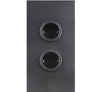 Caressi Prise d'angle 2ST220 - Prise double pour montage vertical dans un coin - Acier inoxydable noir - 230 V