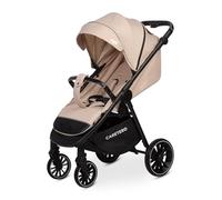 CARETERO - Poussette Agil - Légère avec Dossier Inclinable, Canopy et Panier de Rangement - avec Harnais de Sécurité, Poignée Réglable et Habillage Pluie - Pour tout-petits - Couleur Latte