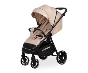 CARETERO - Poussette Agil - Légère avec Dossier Inclinable, Canopy et Panier de Rangement - avec Harnais de Sécurité, Poignée Réglable et Habillage Pluie - Pour tout-petits - Couleur Latte