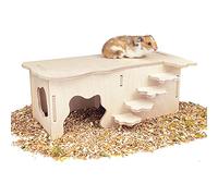 CAREUPET Maisons en bois pour hamster avec marches, cachette pour hamster, souris syrienne, gerbilles, souris naine