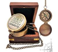 Carfar Boussole nautique « Go Confidently in The Direction of your Dreams! Live The Life You 've Imagined » - Boussole marine vintage gravée en laiton massif avec boîte en bois