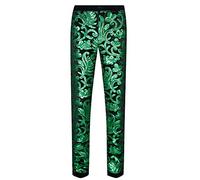 CARFFIV Pantalon en Velours à Paillettes pour Homme Motif Flora (L, Green)