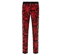 CARFFIV Pantalon en Velours à Paillettes pour Homme Motif Flora,Red,3XL