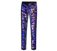 CARFFIV Pantalon en Velours à Paillettes pour Homme Motif Flora (S, Map Purple)