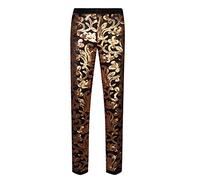 CARFFIV Pantalon en velours à paillettes pour homme Motif flora (XL, Black)