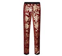 CARFFIV Pantalon en Velours à Paillettes pour Homme Motif Flora (XXL, Red Wine)