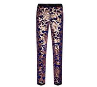 CARFFIV Pantalon en Velours à Paillettes pour Homme Motif Floral, Gris (XL, Blue)