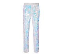 CARFFIV Pantalon en Velours à Paillettes pour Homme Motif Floral, Gris (XL, Mappa Bianco)