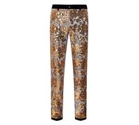 CARFFIV Pantalon en Velours à Paillettes pour Homme Motif Floral, Gris (XS, Gray)