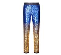 CARFFIV Pantalon Tendance à Paillettes pour Homme (3XL, Blue Gold)