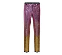 CARFFIV Pantalon Tendance à Paillettes pour Homme (3XL, Pink Gold)