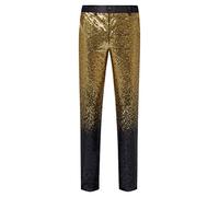 CARFFIV Pantalon Tendance à Paillettes pour Homme (XS, Gold Black)