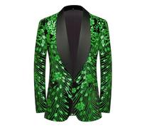 CARFFIV - Veste de costume en velours avec paillettes pour homme - idéale pour une soirée de bal, mariage, dîner de gala, Vert, XL