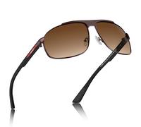 Carfia Lunettes de Soleil Homme Rétro Polarisées,Sunglasses Men UV400,Lunettes Pilote Marron,Lunettes de Soleil de Conduite avec Monture Métallique Cat.3