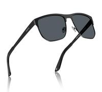 Carfia Lunettes de Soleil Hommes Polarisée, Mode Cadre Métallique Rectangulaire, UV400 Lunettes de Vintage pour la Conduite