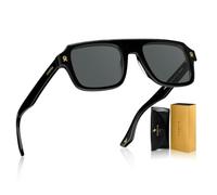 Carfia Lunettes de soleil Polarisées pour Homme Rétro Forme Rectangulaire Acétate