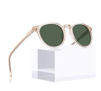 Carfia Polarisées Lunettes de Soleil Femme, Monture Rétro en Acétate Ronde, Lunettes de Mode UV400 Rose Luxe CA2302