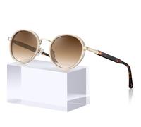 Carfia Vintage Lunettes de Soleil Femme Polarisées Rondes Protection UV400 Retro pour Voyager Conduire