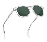 Carfia Vintage Lunettes de Soleil Polarisées Carrés pour Hommes UV Protection avec Monture en Acétate Confortable