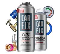 CARFIX recharge gaz de remplacement r134a, réfrigérant de remplacement r134a - 1 boîte de réfrigérant 5en1 R134a 235g, tuyau avec manomètre, rafraîchisseur d'air 136g et adaptateur LP/HP