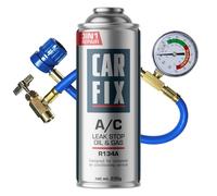 CARFIX recharge gaz de remplacement r134a, réfrigérant de remplacement r134a pour climatisation automobile - 1 boîte de réfrigérant 3en1 R134a et tuyau avec manomètre, 235 g