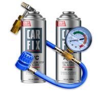 CARFIX recharge gaz de remplacement r134a, réfrigérant de remplacement r134a pour climatisation automobile - 1 boîte 5en1 et 1 boîte 3en1 de réfrigérant R134a et tuyau avec manomètre, 235 g