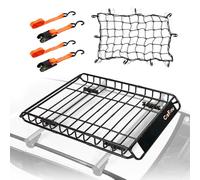 Carforu Lot de 2 paniers de Toit universels de 129,5 x 91,4 x 12,7 cm, Panier de Charge de 113,4 kg, Panier de Chargement Robuste pour SUV, camionnette, Filet de Chargement avec Crochets de Fixation