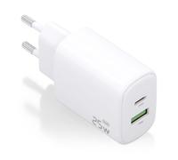 Cargador Aisens Gan 25w, 1xusb-C Pd3.0, 1xusb-A Qc3.0, Blanco