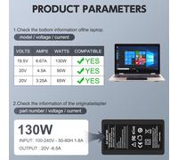 Cargador De Computadora Portátil Usb C De 130 W Para Dell Xps 15 Precision 5550 5560 5750 5760 Latitude 5420 7310 7410 9410 K00f5 M0h25 Cable De Carga Para Computadora Portátil Adaptador De Ca