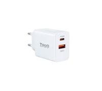Cargador Pared Tooq Usb-C/Pd 20w, Usb-A/Qc 18w Blanco