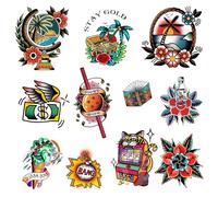 CARGEN Old School Tatouage Temporaire pour Femmes Hommes Étanche Cool Classique Autocollants Sexy Fleur Tatouages Temporaires Tatouage Traditionnel Américain pour Garçons Filles pour Fête