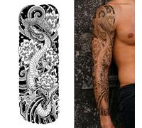 CARGEN Tatouage Bras Tatouage Semi-Permanent Tatouages Temporaires Grand Poignet Dragon Encre Autocollant, Grand, Imperméable, Longue Durée, Gravure Tatouage Autocollant Corps Autocollant