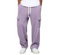 Cargo Homme,Pantalon Ample Droit Vertical pour Homme, Style Sport décontracté, Jambes Larges, avec Poche, Printemps-Automne Portefeuille Sécurisé (Purple, XL)