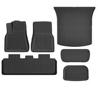 Cargo Liner pour Tesla pour Modèle Y Juniper 2025 2026 Tapis De Sol À Couverture Complète TPE Doublure De Coffre Toutes Saisons Double Couche(Floor Mats 6Pieces)