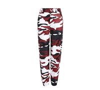 Cargo Pantalon Large Femme Taille Haute Élastique Travail Pantalon Avec Muti-Poches D'été Cargo Large Pantalon Militaire À Séchage Rapide Pantalon Y2k Jogging Streetwear Pantalon Confortable, rouge