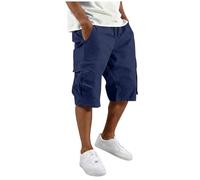 Cargo Short Homme Été Bermuda Décontracté Coupe Ample Sport Elastique Militaire Shorts Chino Coton Jogging Pantalon Court Léger Confortable Respirant Cargoshort avec Poches