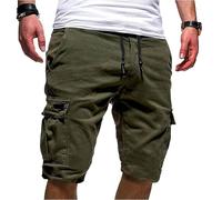Cargo Short Homme été Coton Shorts et Bermuda Pantacourt Casual Multi Poches Respirant Pantacourt Hommes Pas Cher Short de Sport Taille Élastique Court Pantalon avec Cordon de Serrage