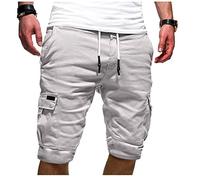 Cargo Short Homme été Coton Shorts et Bermuda Pantacourt Casual Multi Poches Respirant Pantacourt Hommes Pas Cher Short de Sport Taille Élastique Court Pantalon avec Cordon de Serrage